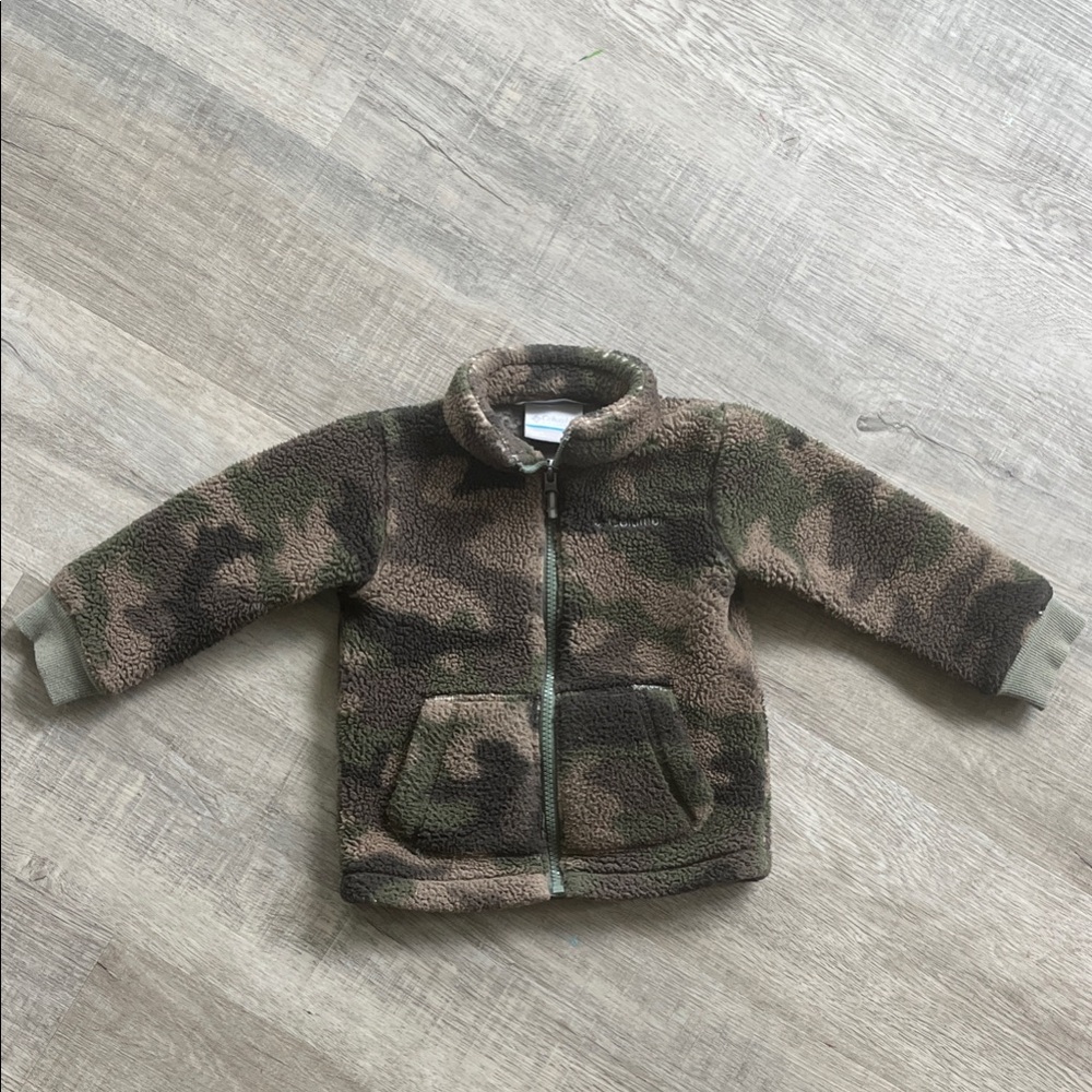 Columbia Kids Green Brown Camo Fleece Jacket